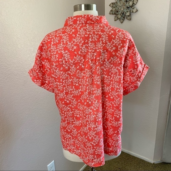 Rachel Zoe Floral Print Linen Button Blouse sz L - Picture 5 of 10